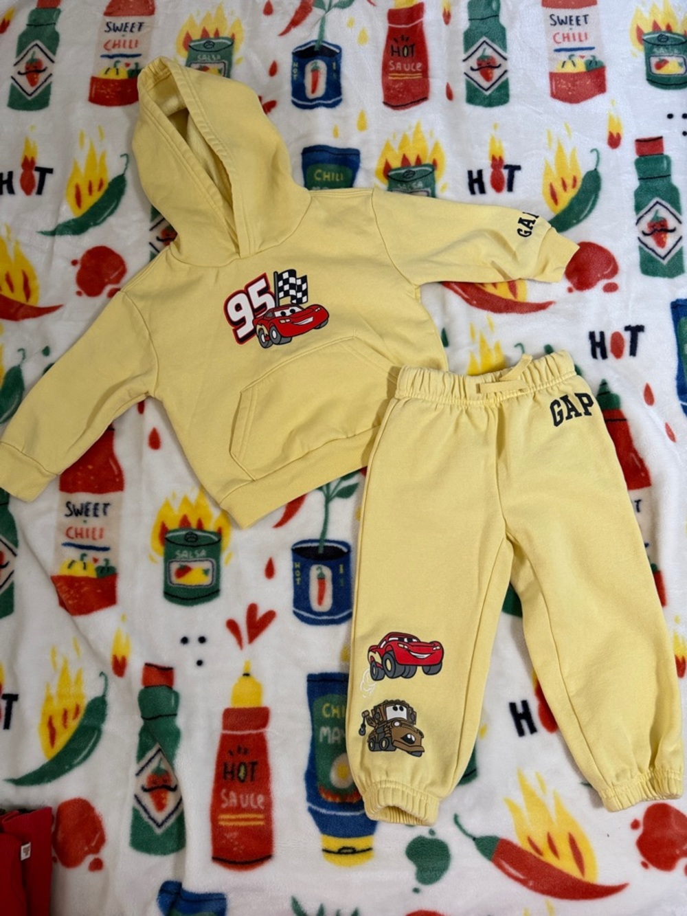 Worn Once Baby GAP Kids Yellow Cars Hoodie & Joggers Set 2T